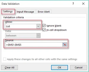 data validation in excel